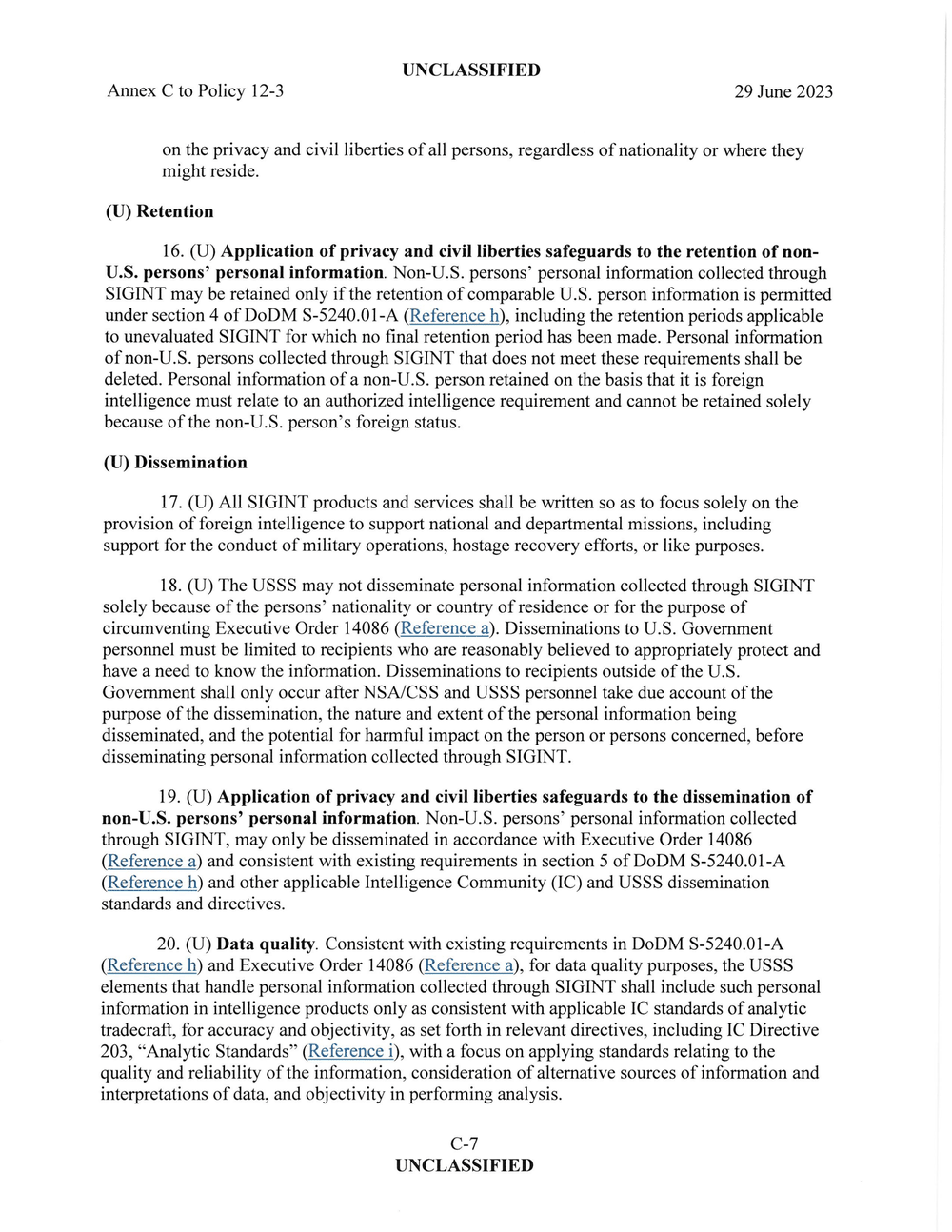 Page 7 from June 2023 NSA Internal Directives for SIGINT