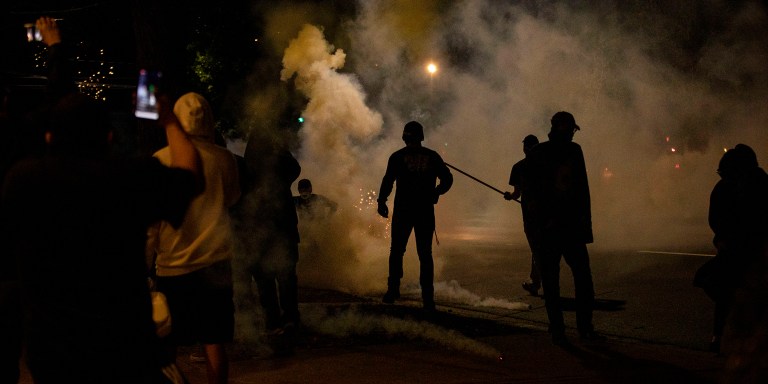 Protestors demonstrate in Colorado Springs following the murder of George Floyd., May 30, 2020.