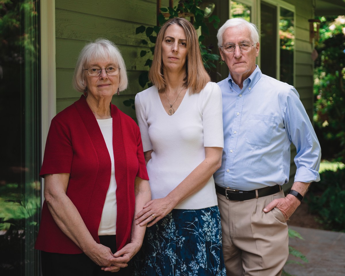 Cindy, Sarah and Craig Corrie at Sarah's home in Olympia, WA July 10, 2022. Kholood Eid for The Intercept