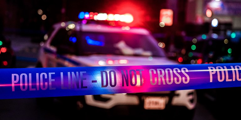 UNITED STATES -July 16: NYPD officers investigate after a female suffered serious head injuries in a crash at the corner of McGuinness Boulevard and Huron Street in Greenpoint, Saturday, July 16, 2022.  (Photo by (Jeff Bachner for NY Daily News via Getty Images)