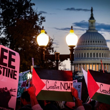 WASHINGTON, DC - NOVEMBER 17: Pro-Palestinian activists hold a rally at Union Station on November 17, 2023 in Washington, DC. The group of activists attempted to shutdown Union Station as they called for a cease fire in the Israel-Hamas war. (Photo by Kevin Dietsch/Getty Images)