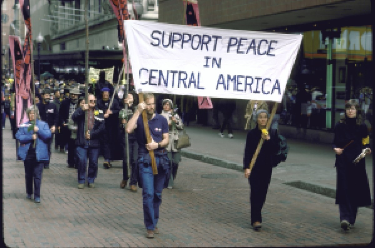 BOSTON, UNITED STATES - MARCH 01:  Pledge of Resistance demonstrators at rally against American policies in Latin-America.    (Photo by Steve Liss/Getty Images)